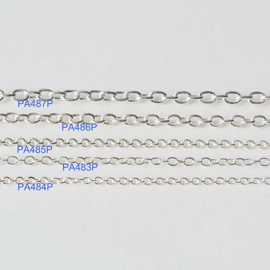 Silver Chain for Jewelry making, 925 Sterling Silver Oval Cable Chain bulk Loose Rope Link Diy Components and Finding