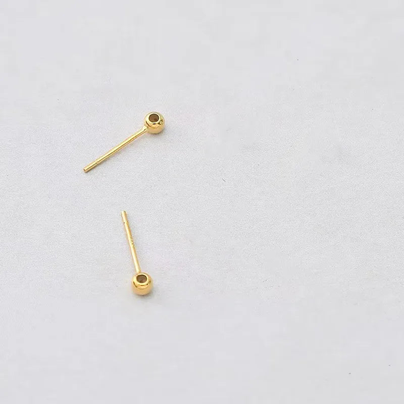 1Pair Solid 925 Sterling Silver Earring Studs Ear Post Making with Silicon Hollow for Jewelry Findings DIY Accessories