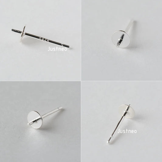 925 Sterling Silver blank post stud earrings with Flat Pad for jewelry making