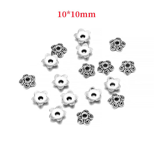 Capuchons de perles antiques à 5 pétales de 10 mm, 50 pièces