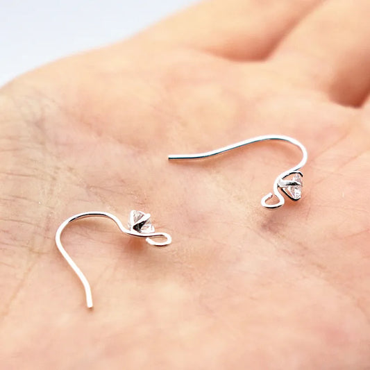 1Pair Solid 925 Sterling Silver Earring Hooks with Stones for Jewelry Making Accessories DIY Finding Components