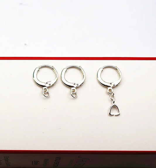 Solid 925 Sterling Silver Earring Hook Leverback Round Earwire with Open Jump Ring Connector for Jewelry Making DIY Accessories