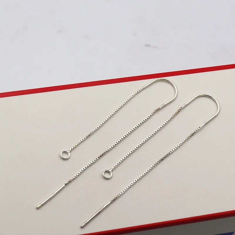 1Pair Solid 925 Sterling Silver Earring Wire Open Loop DIY Jewelry Making for Women Accessories Finding Hypoallergenic 1 Pair