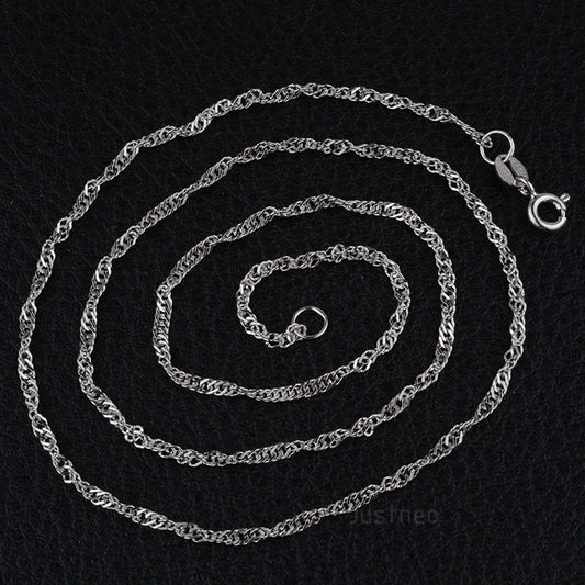 Solid 925 Sterling Silver Singapore Chains, Twisted Rope Necklace For Women.