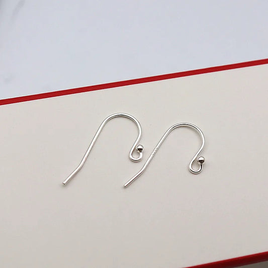 1Pair Solid 925 Sterling Silver Earring Hook 0.7*21mm with 2mm Ball DIY Components Jewelry Making Accessories Finding