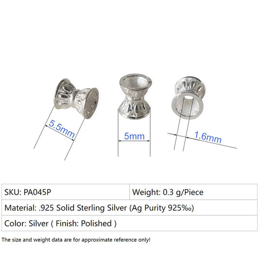 925 Sterling Silver Double Side Flower Beads Caps Spacer Beads for DIY Bracelet Necklace Jewelry Making