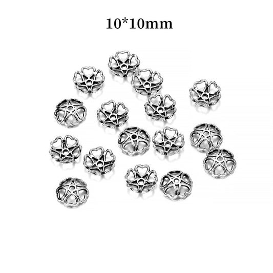 Capuchons de perles de fleurs creuses en forme de cœur de pêche, 50 pièces