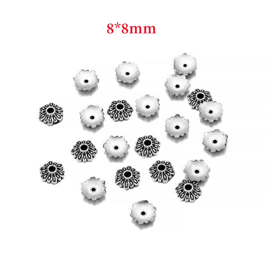 Capuchons de perles de fleurs rondes à 12 pétales de 8 mm, 50 pièces