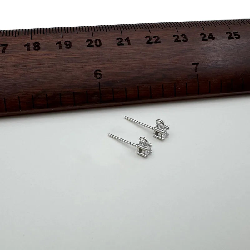 1Pair Solid 925 Sterling Silver Earring Studs with Open Jump RIng 3mm-5mm 4mm DIY Jewelry Making Accessories Finding
