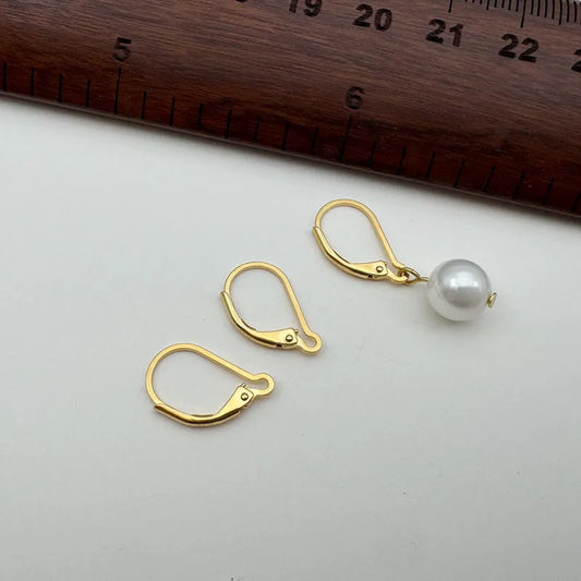 1Pair Solid 925 Sterling Silver French Hooks 18k Gold Color 15mm DIY Earring Accessories Making Components Finding