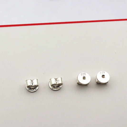 1 Pair Earnut Solid 925 Sterling Silver Original Butterfly Round Stopper Earring Backs for Ear Studs DIY Components for Jewelry