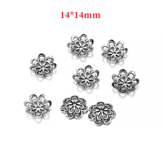 Capuchons de perles antiques à double fleur à 8 pétales de 14 mm, 20 pièces