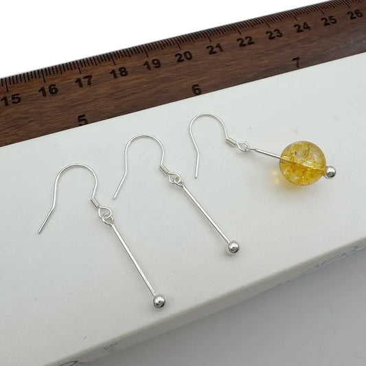 1Pair Solid 925 Sterling Silver Earring Hooks with Neddles for Round Beads 10-15-20mm DIY Jewelry Making Accessories