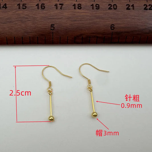 1Set Solid 925 Sterling Silver Earring Setting Screw 1cm 18k Gold Color for Round Beads DIY Accessories Jewelry Making
