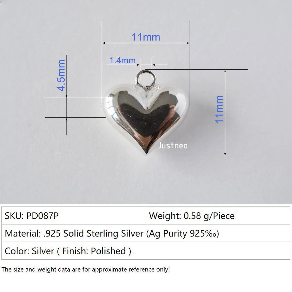 925 Sterling Silver Heart-shaped Charm