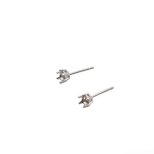 925 Sterling Silver DIY Accessories Earring Stud 6 Claw Settings for Round Crystal Beans Inlaying Findings Jewelry 6 5 4 3mm