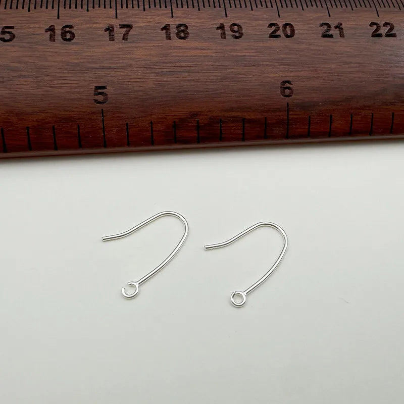 1Pair Solid 925 Sterling Silver Earring Hooks with Open Jump Ring 16mm DIY Jewelry Making Accessories Components