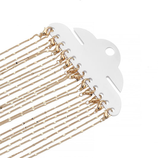 Fermoir mousqueton K blanc 40-60cm, collier chaînes en cuivre, paquet de 12 pièces