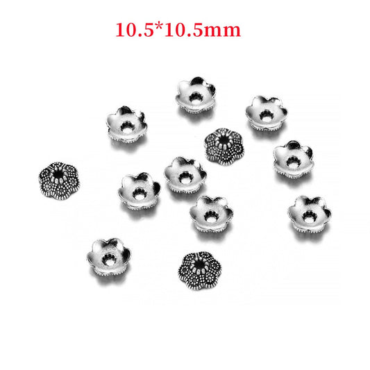 10.5mm 6-Petal Carved Flower Bead Caps, 20pcs