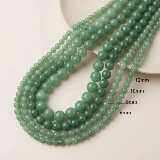 Natural green aventurine beads available in multiple sizes