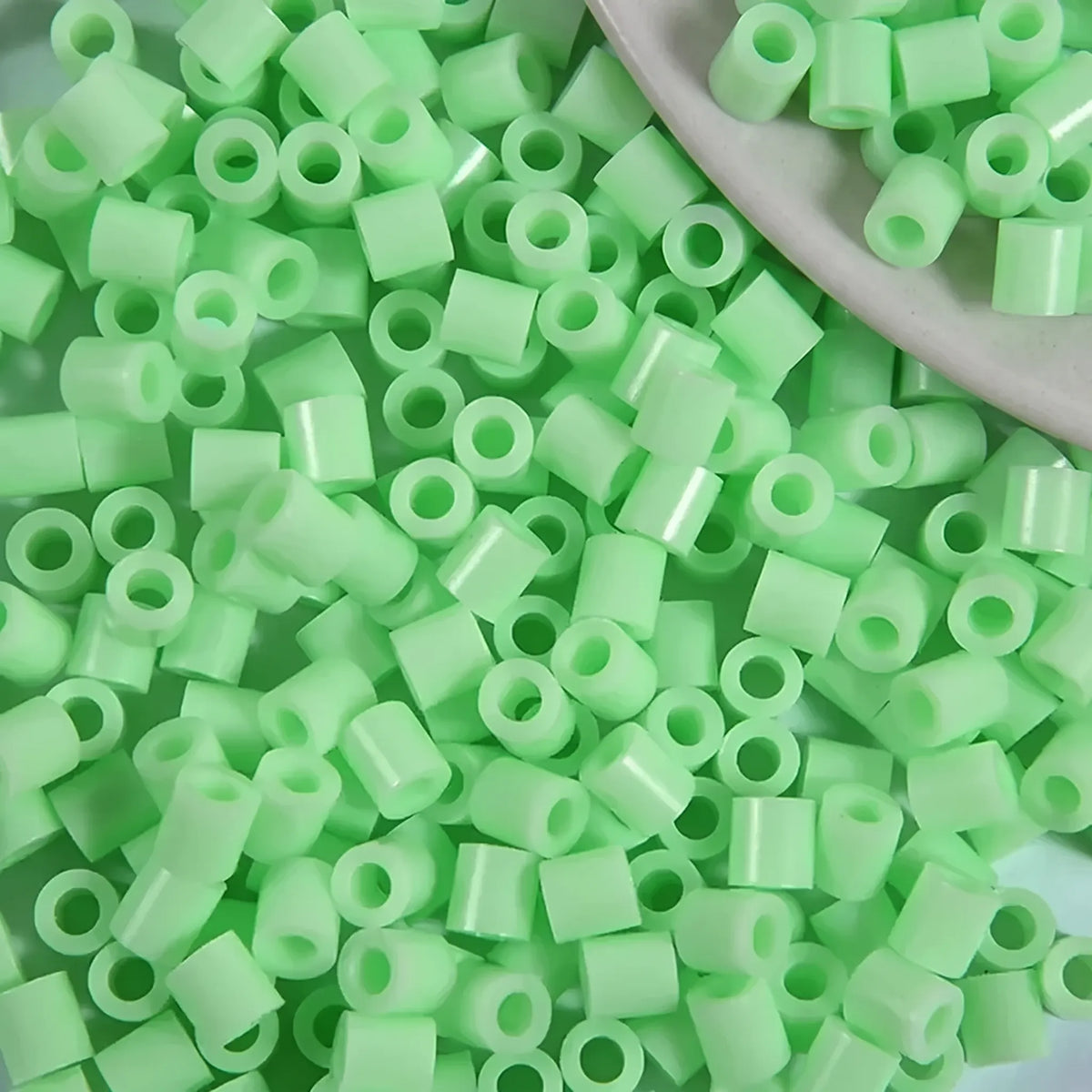 Mint green cylinder craft beads with large holes for jewelry making
