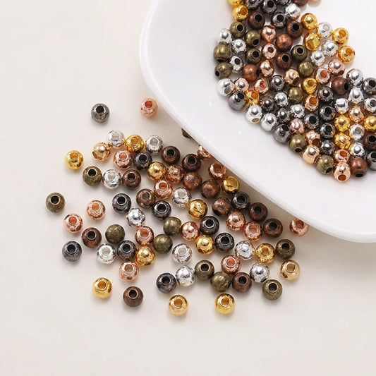Round metal spacer beads in mixed color finishes for jewelry making