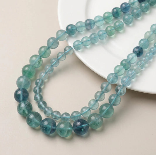 Blue fluorite beads in multiple round sizes for bracelets necklaces and jewelry making