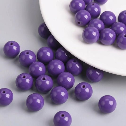Opal purple coated glass round beads with smooth glossy finish and visible holes