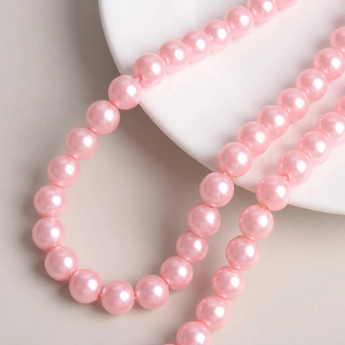 Pink Czech Glass Pearl Beads 4mm 6mm 8mm 10mm 12mm 14mm Pearl Coated Round Loose Beads for Jewelry Making