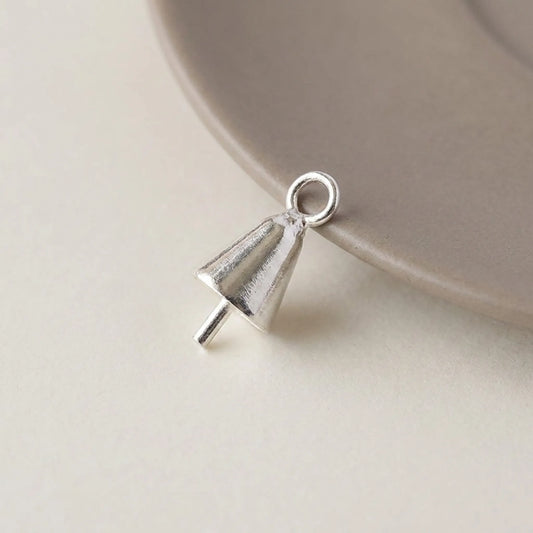 Sterling silver pearl cup pendant bail with pin and round attachment loop