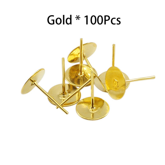 Bases de boucles d'oreilles vierges, adaptées à 4-10 mm, 100 pièces