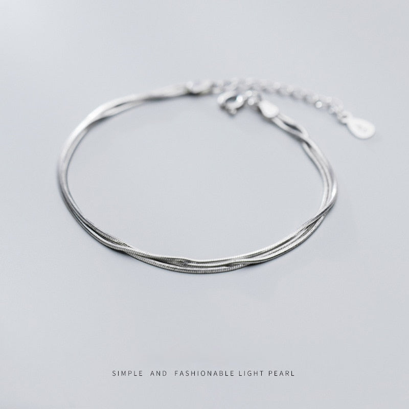 Three Layer Snake Bone Chain Bracelet