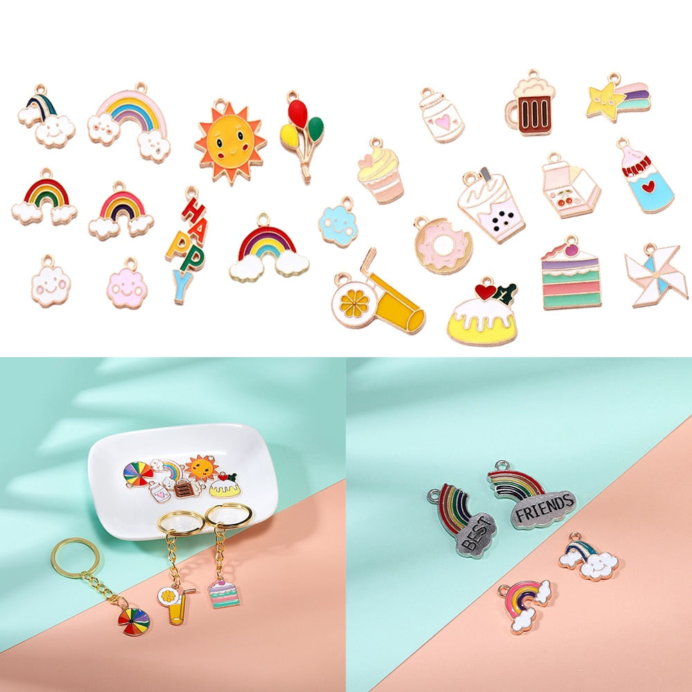 Cute Sun Keychain Cartoon Printing Connectors, 4Pcs