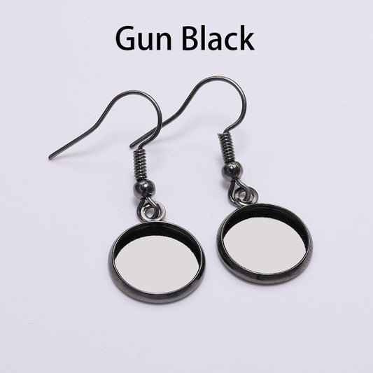 10-25mm Tray Bezel Cabochon Earring Hook, 10pcs