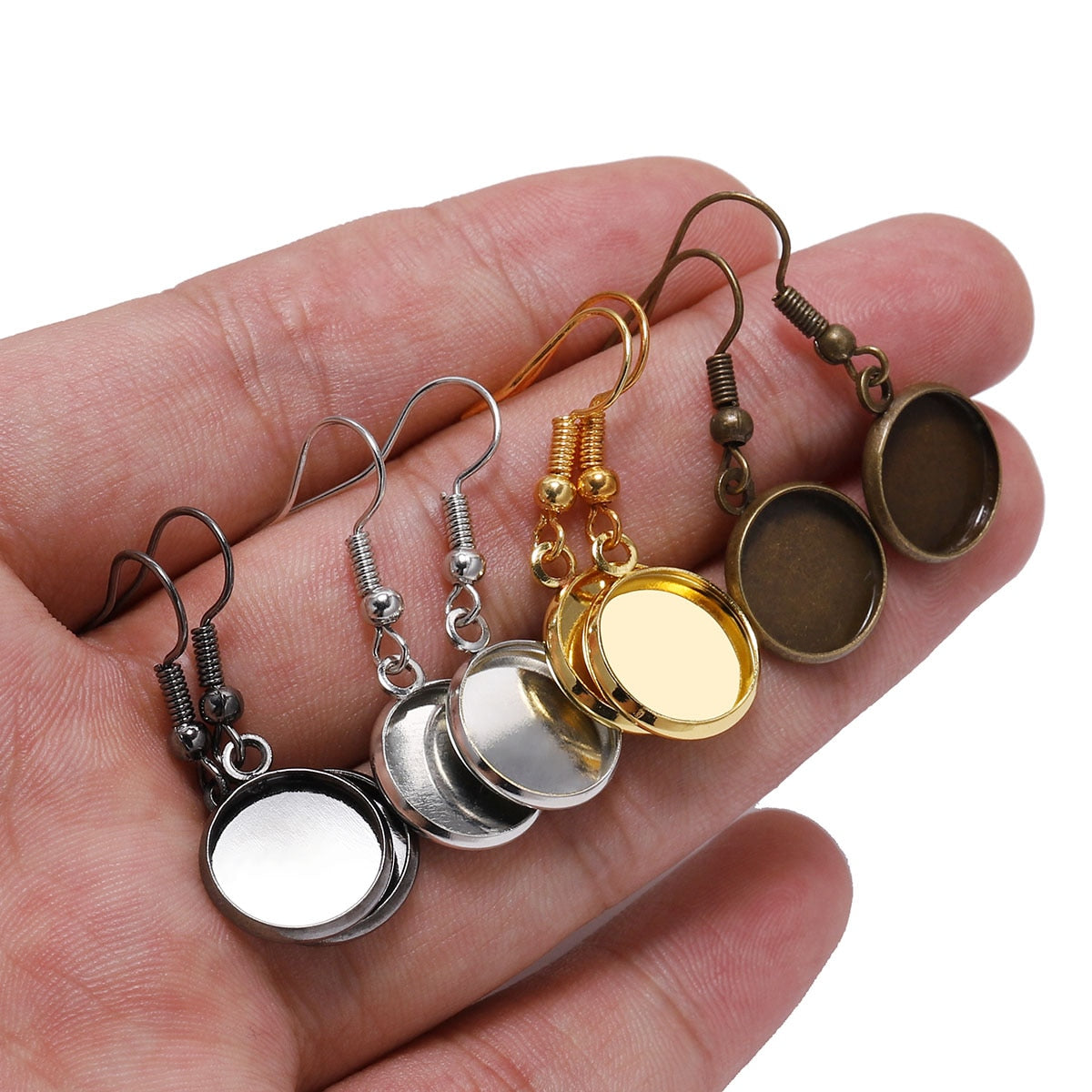 Crochet de boucle d'oreille cabochon de lunette de plateau de 10-25 mm, 10 pièces