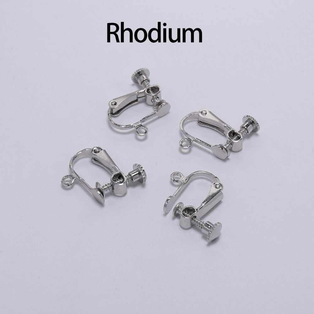 Clip d'oreille à vis en laiton 15x13mm, 10pcs