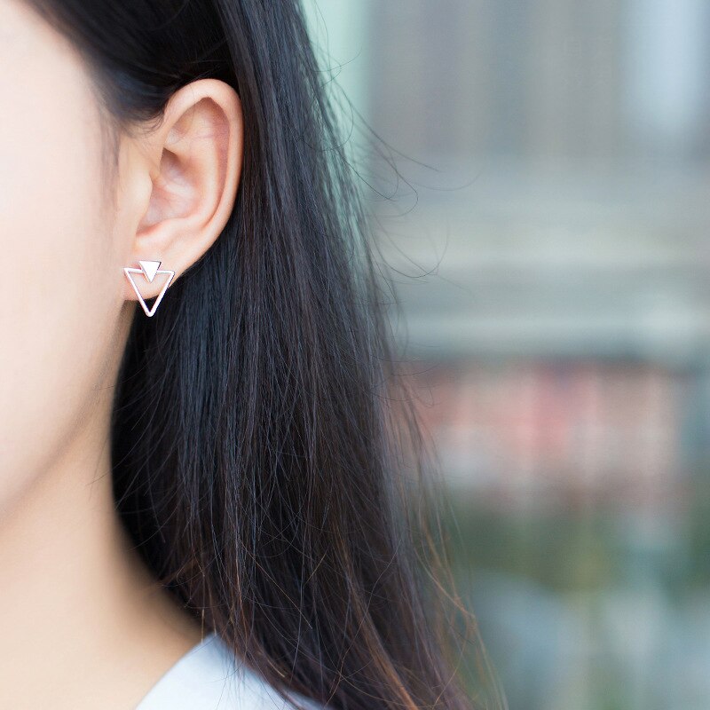 Fashion Clear Triangle Design Earrings