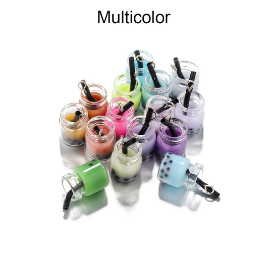 Resin Pearl Milk Tea Bottle Pendants