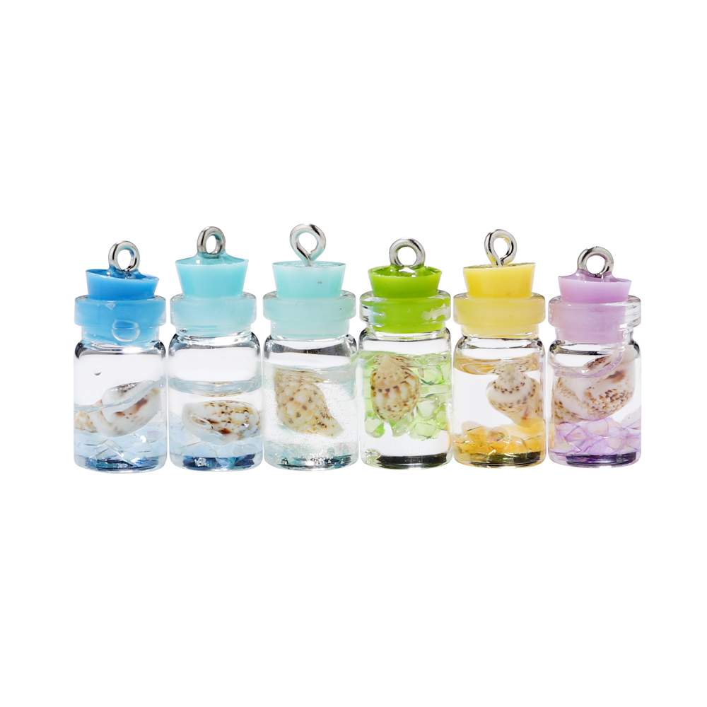 Conch Shell Ocean Drift Bottle Pendants, 10pcs