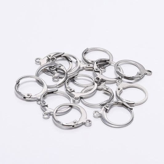 Crochets de Boucle d'Oreille à Levier Français en Acier Inoxydable 14x12mm, 20pcs