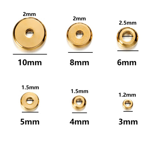 3-10 mm Stainless Steel Flat Round Spacer Beads, 20Pcs