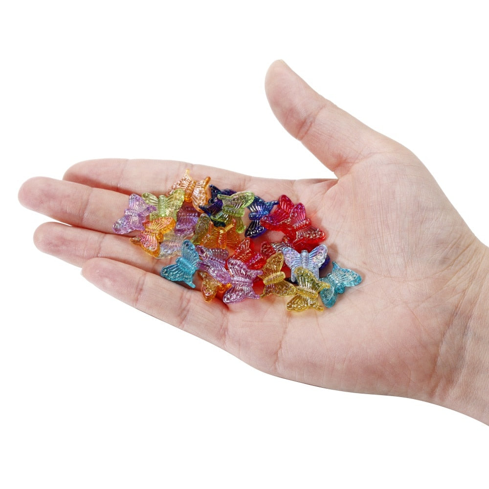 50 Stück Schmetterling AB Farbe Acryl Charms Perlen