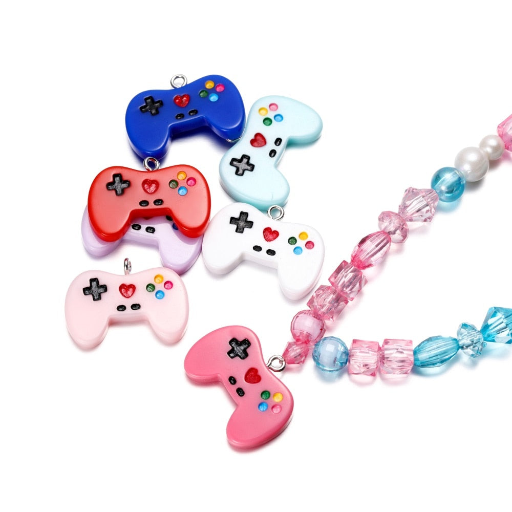 Bunte süße Gamepad-Harz-Anhänger, 10 Stück