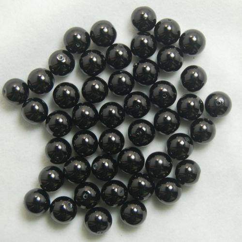 Black Czech Glass Pearl Round Beads, 100pcs for all size - 3mm 4mm 6mm 8mm 10mm 12mm 14mm, Opaqu loose beads For jewelry making and beading