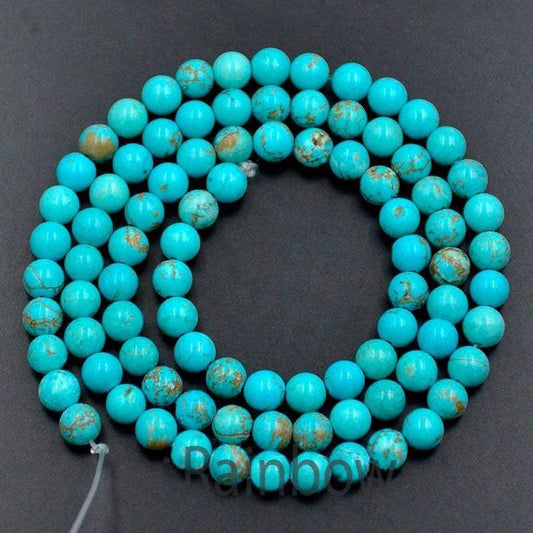 Blue Turquoise Beads, 4mm 6mm 8mm 10mm 12mm Gemstone Beads, Stone Spacer Round Natural Beads, 15''5 strand
