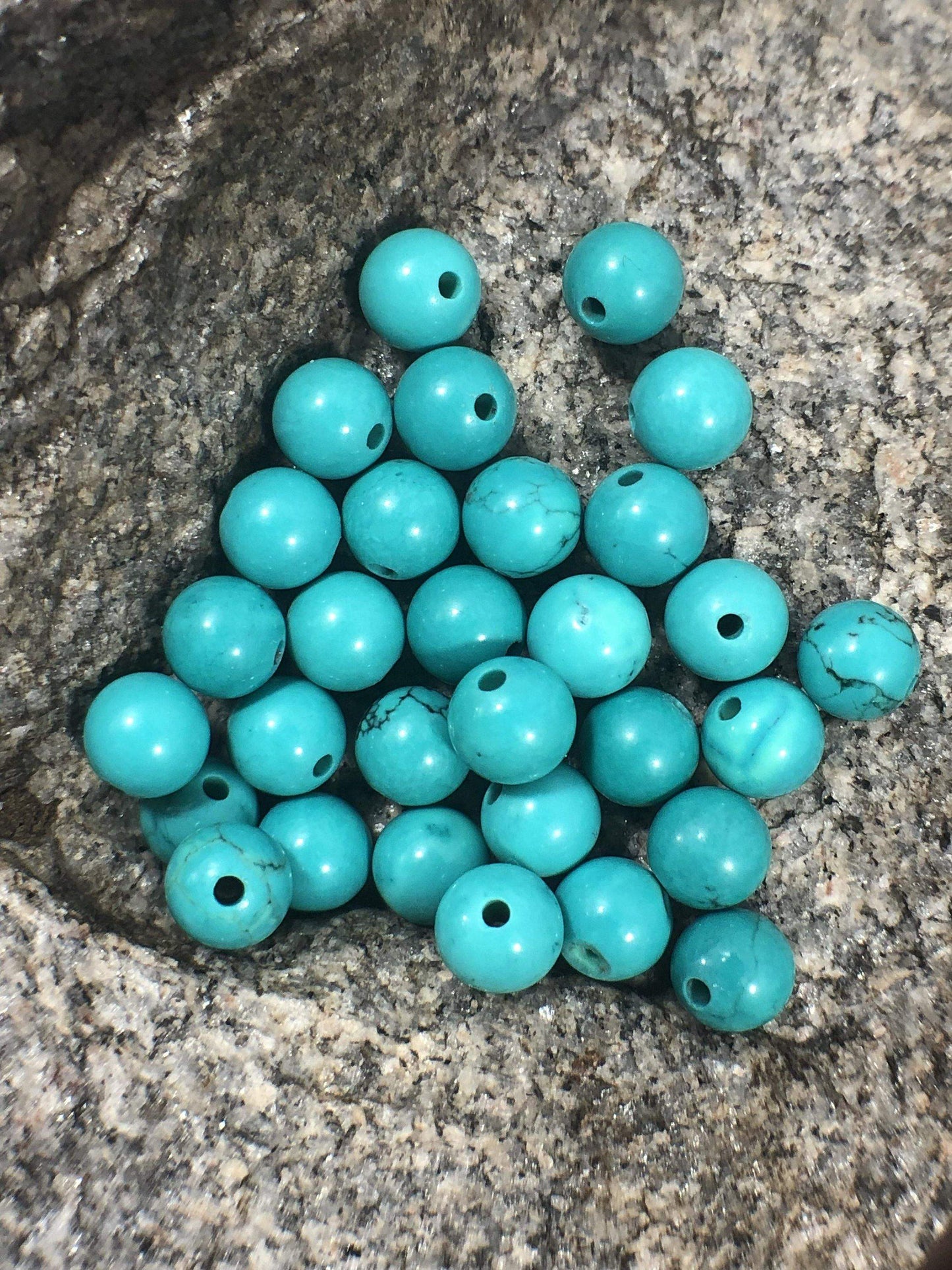 Blue Turquoise beads, Wholesale Gemstone Beads, Round Natural Stone Jewelry Beads, 4mm 6mm 8mm 10mm 12mm 5-200pcs