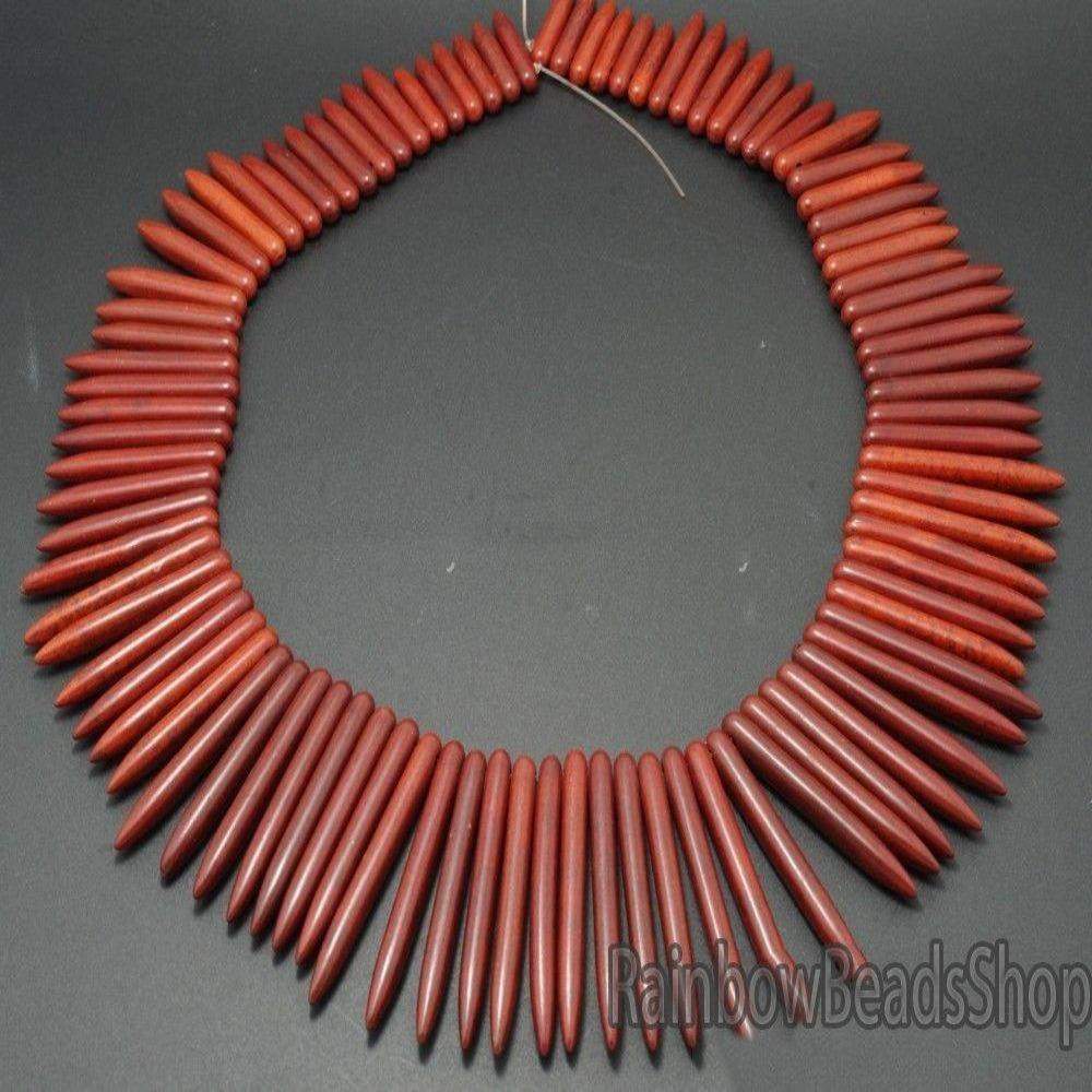 Brown Howlite Stick Spike Beads, 20x48mm , 16'' strand