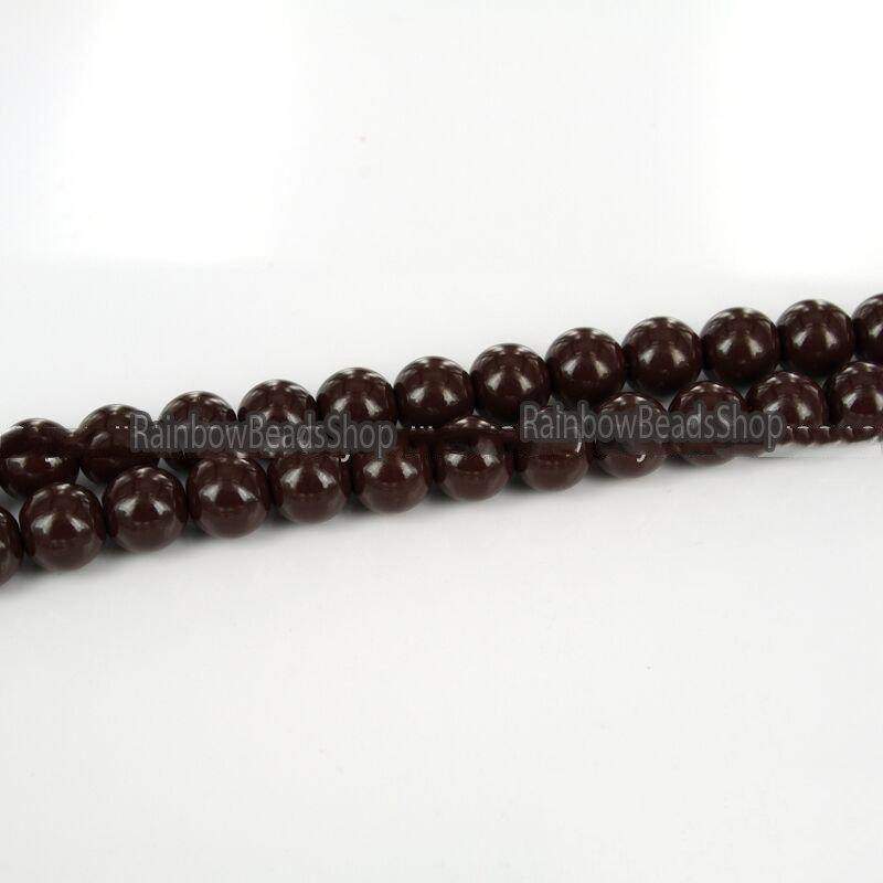 Chocolate Brown Coated Czech Glass Pearl Smooth Round Bead 4-16mm