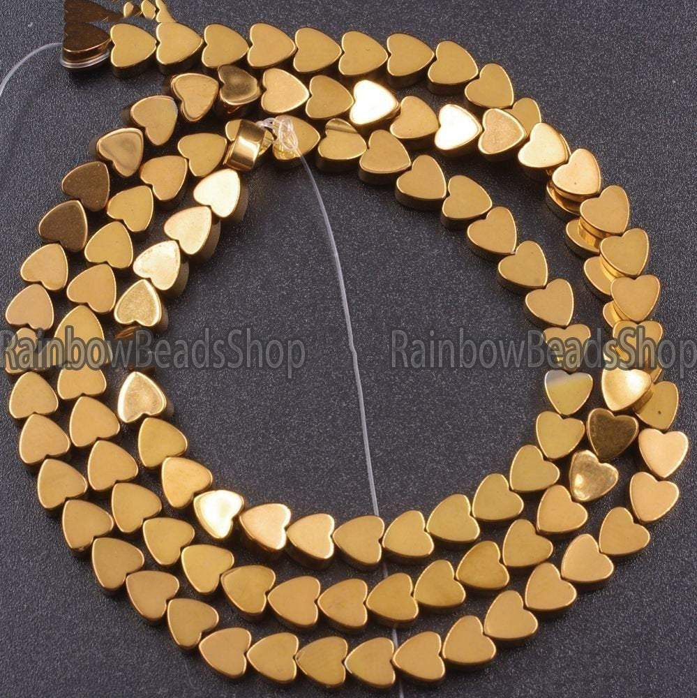 Copper Flat Heart Hematite Gemstone Beads, 4-10mm, 15.5'' strand
