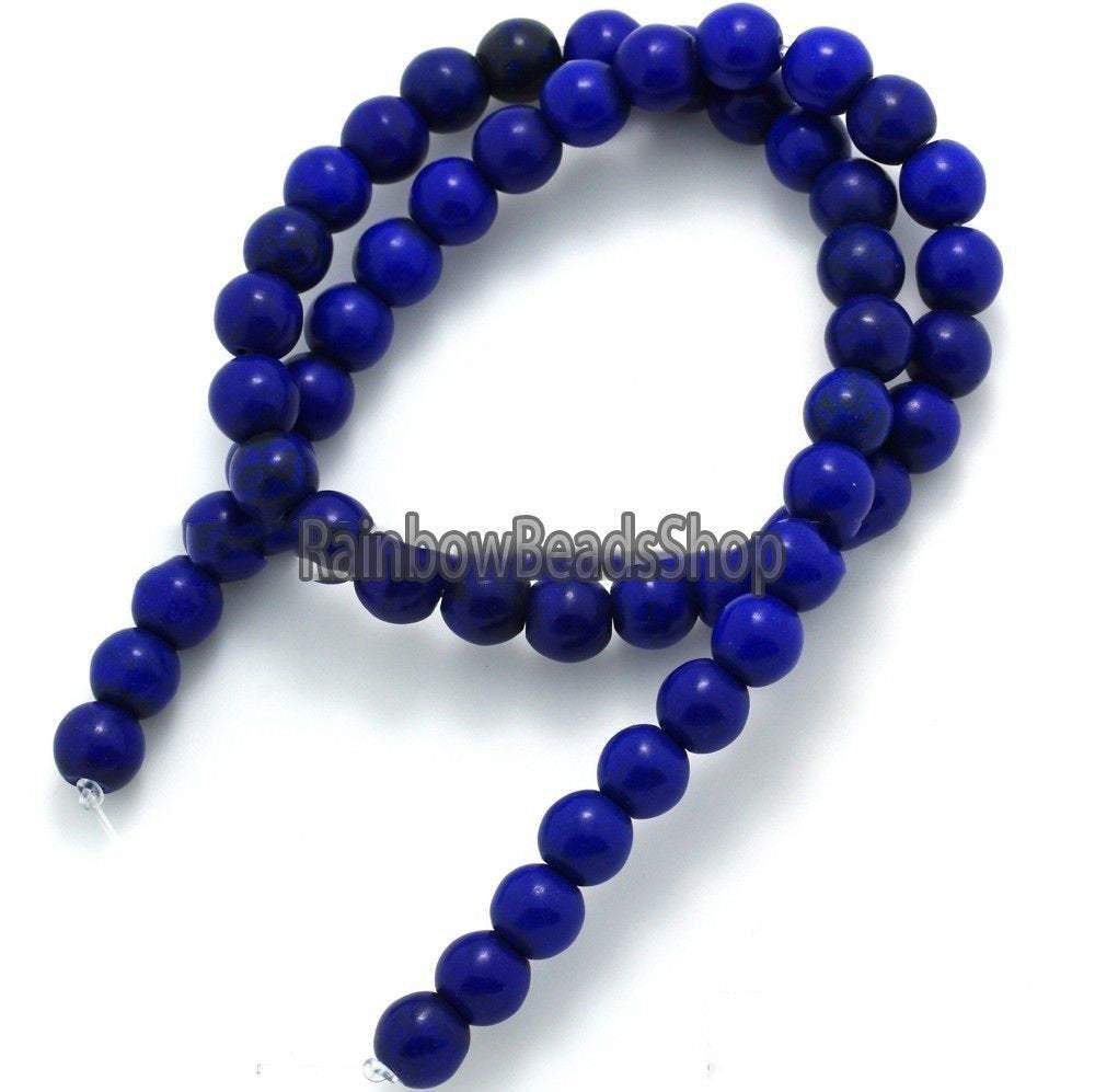 Dark Blue Howlite Round beads, 2-12mm, 16'' strand